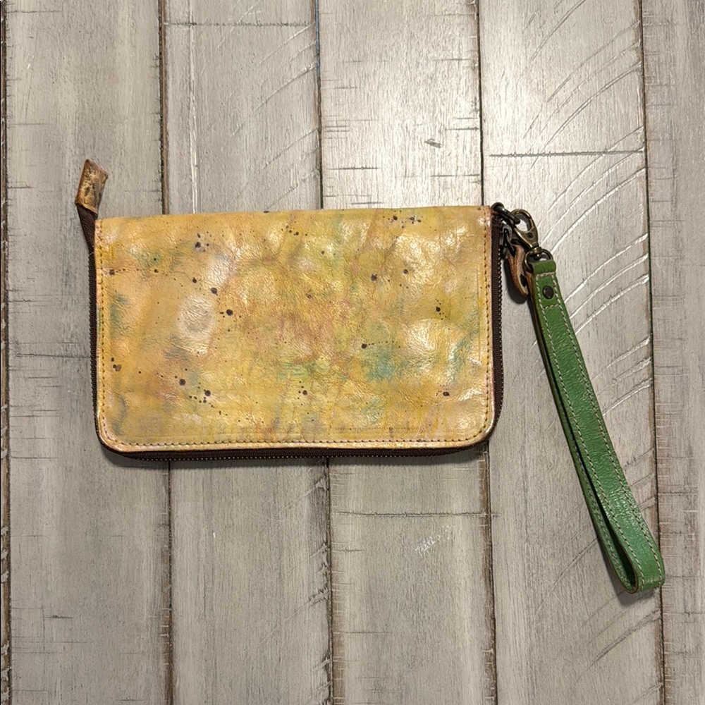 Bed Stu Yellow and Green Wristlet Wallet